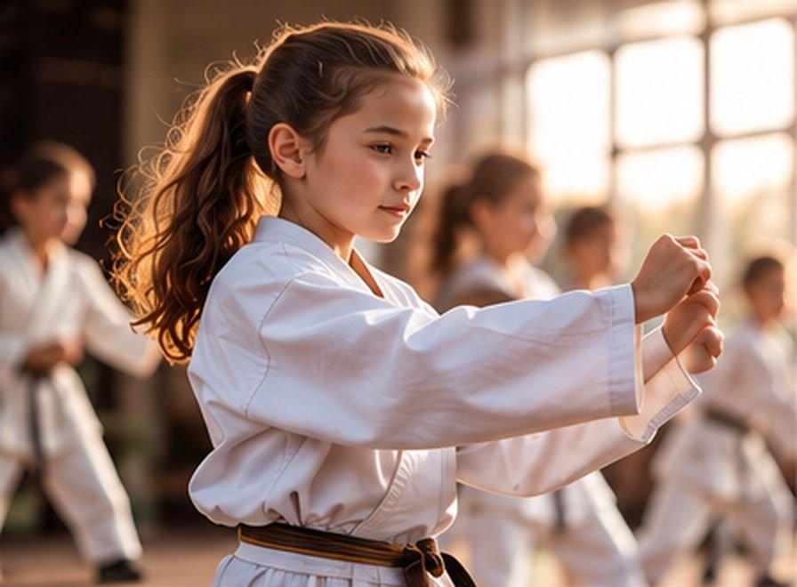 Jovens em uma aula de artes marciais